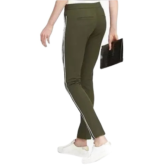 Banana Republic Sloan Side Stripe Skinny Fit Ankle Pants Olive Green Size 0 - Picture 2 of 8